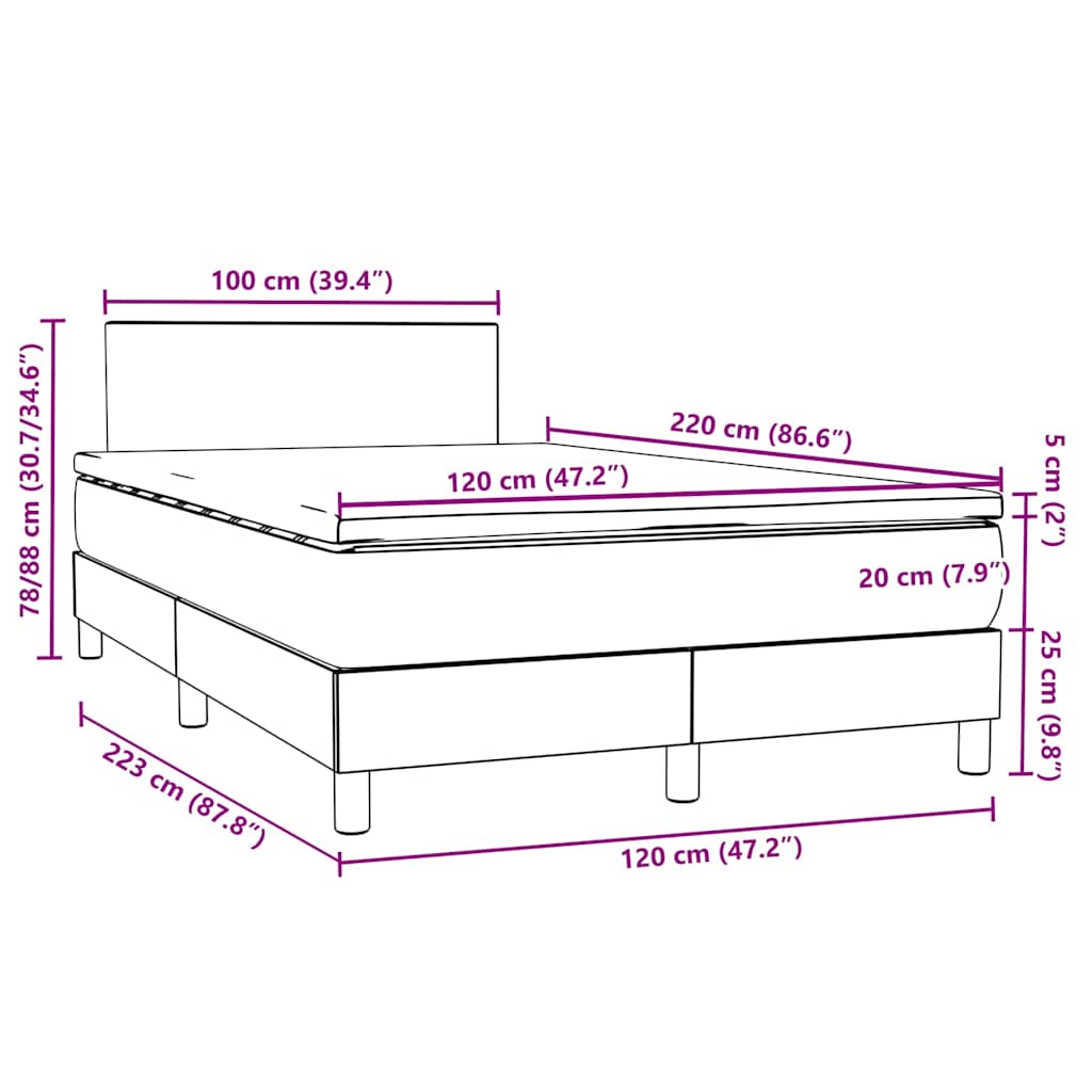 Box Spring Bed with Mattress Pink 120 x 220 cm Velvet