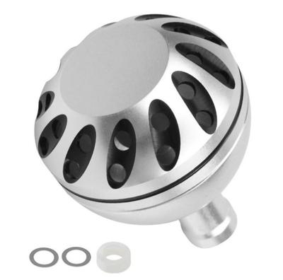 APAGAI Power Handle Knob, Aluminum Round Knob, for Shimano A and Daiwa S Spinning Reels, Universal Fit, 38mm Round (02, Silver/Black)