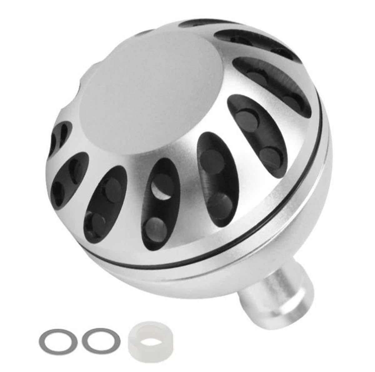 

APAGAI Power Handle Aluminum Round for Shimano A and Daiwa S Spinning Universal 38mm Round Knob, Knob, Reels, Fit, (02, Silver/Black)