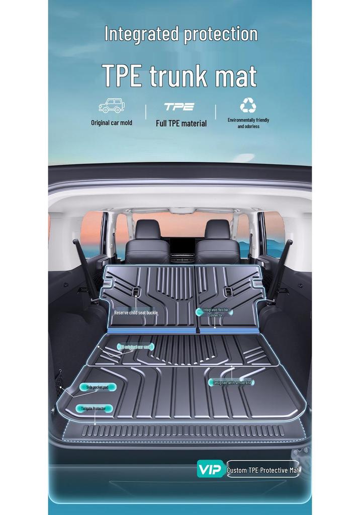 Fits 25 Models: Tank 300 Trunk Mat - Car Interior Decoration & Modification Accessory, Integrated TPE Tail Box Mat.