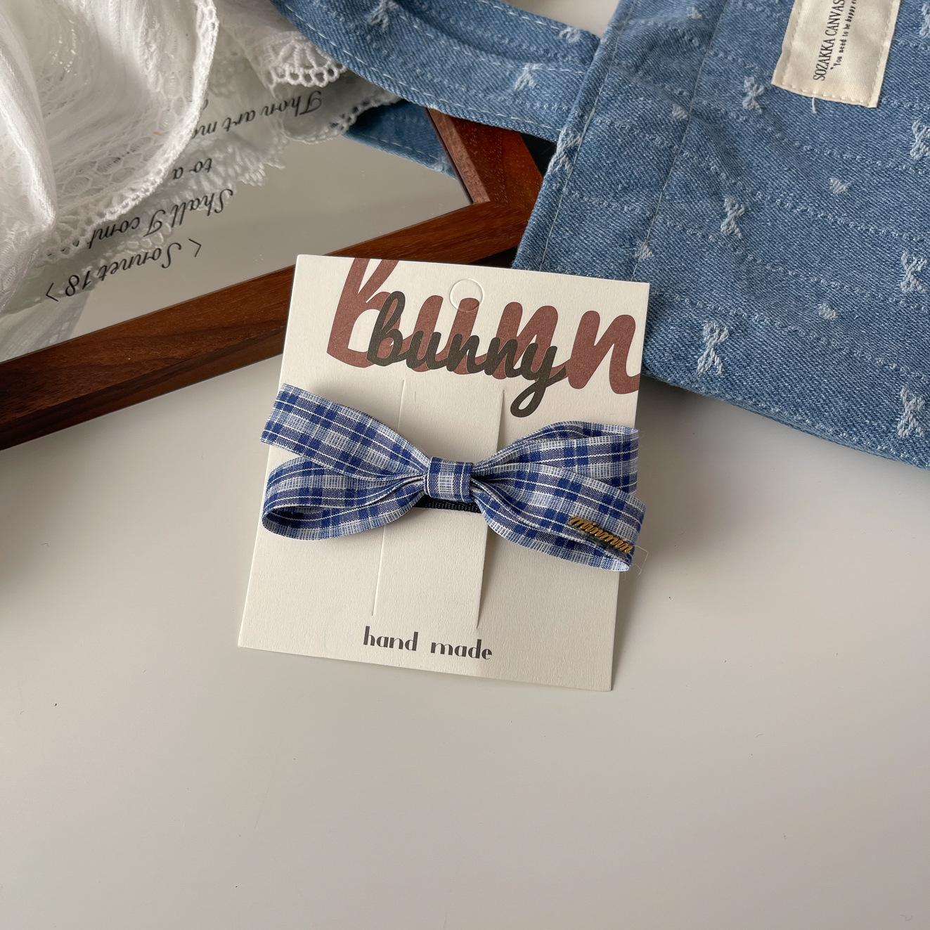 Синяя клетчатая заколка для волос Бант Ободок для волос Элегантность Зажим для волос Головной убор Девочки Дети Женщины Аксессуары для волос