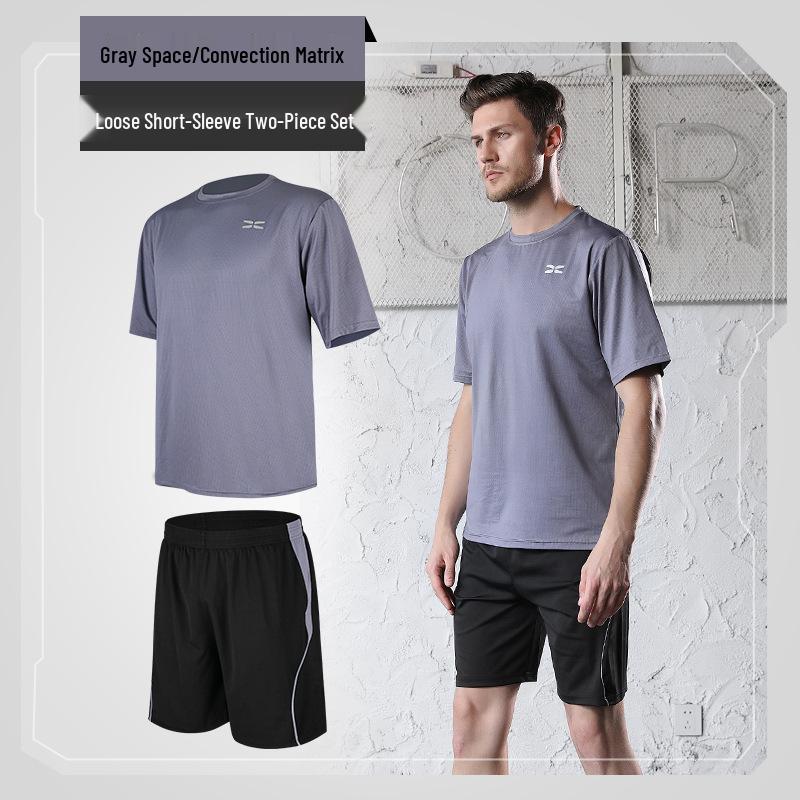 Men's Casual Running Sports Suit with Shorts and Short-Sleeve Top - Ideal for Fitness, Yoga, and Training.
