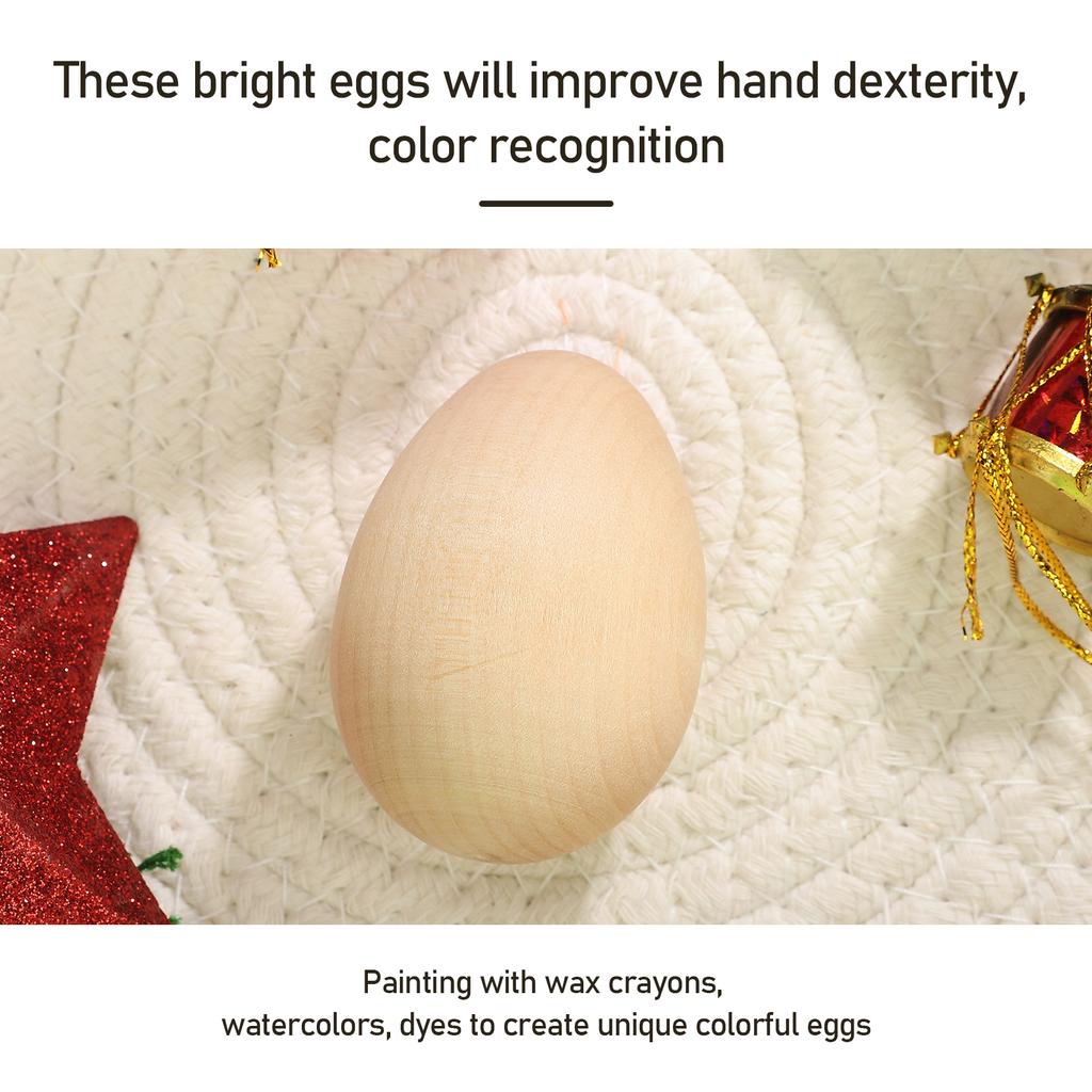 Wooden Fake Chicken Egg Simulation Wood Unfinished Faux Eggs Educational Toy for Kids
