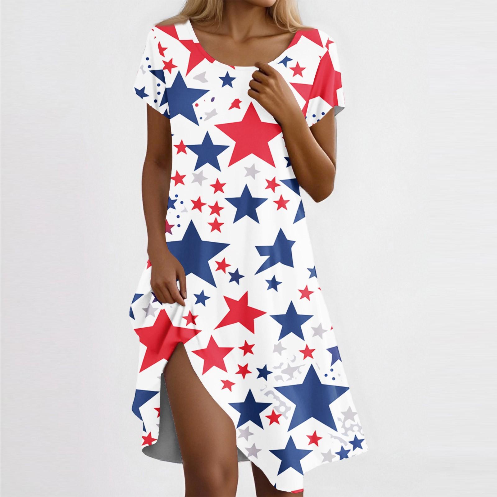 

Women s Casual Short Sleeved Dress With Print And Pocket Design And Pocket Design L білий