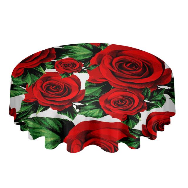 Pink Rose Romantic Flower White Round Table Cloth Festival Dining Waterproof Tablecloth Table Cover For Wedding Party Decor