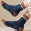 7 Pairs of Men's Winter Color Block Lined Pile Mid-Calf Socks