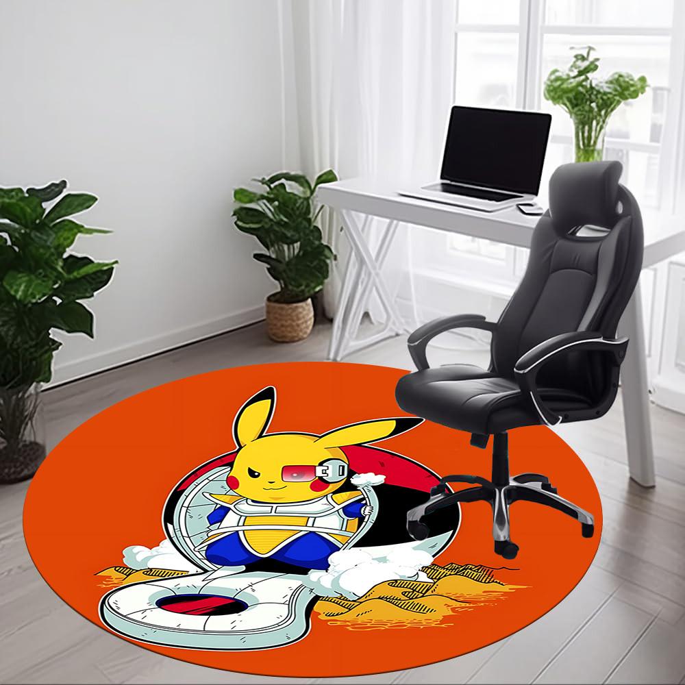 1pc Pikachu Pokémon Chair Carpet for Office, Indoor Non-Slip Polyester Fiber Carpet, Machine Washable, Durable Construction Yy251205102