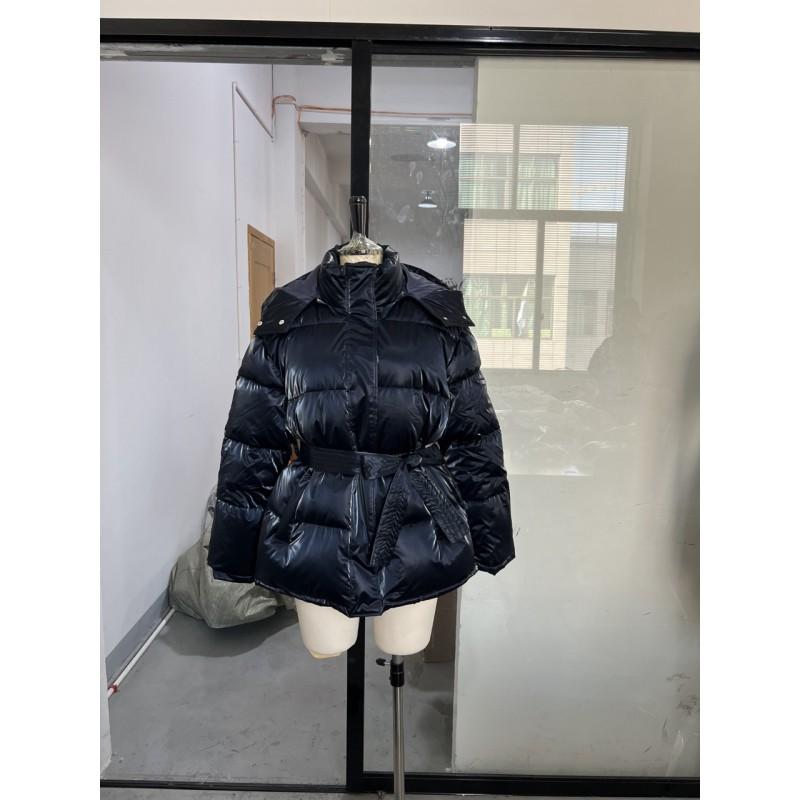 Womens Hooded Down Jacket Slim Fit Warm Shiny Reflective Strap Coat Fall Winter Daily Outdoor Commute