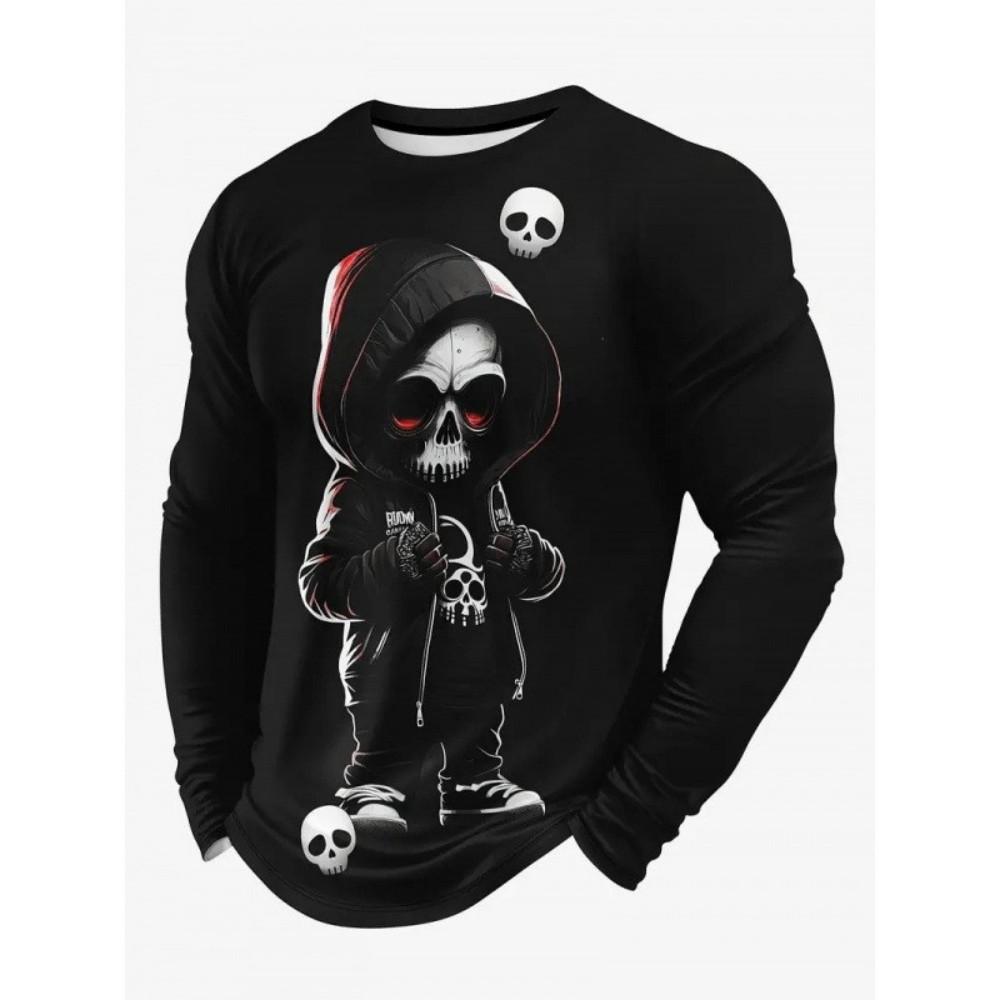 Long-sleeve T-shirt with dot pattern, trendy casual wear.
