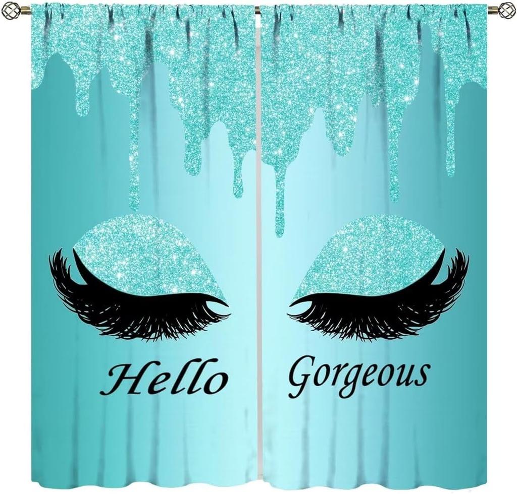 Gorgeous Curtains,Modern Fashion Unicorn Eyelash(No Glitter No Sequin) Curtains for Girls Bedroom Living Room Window Drapes