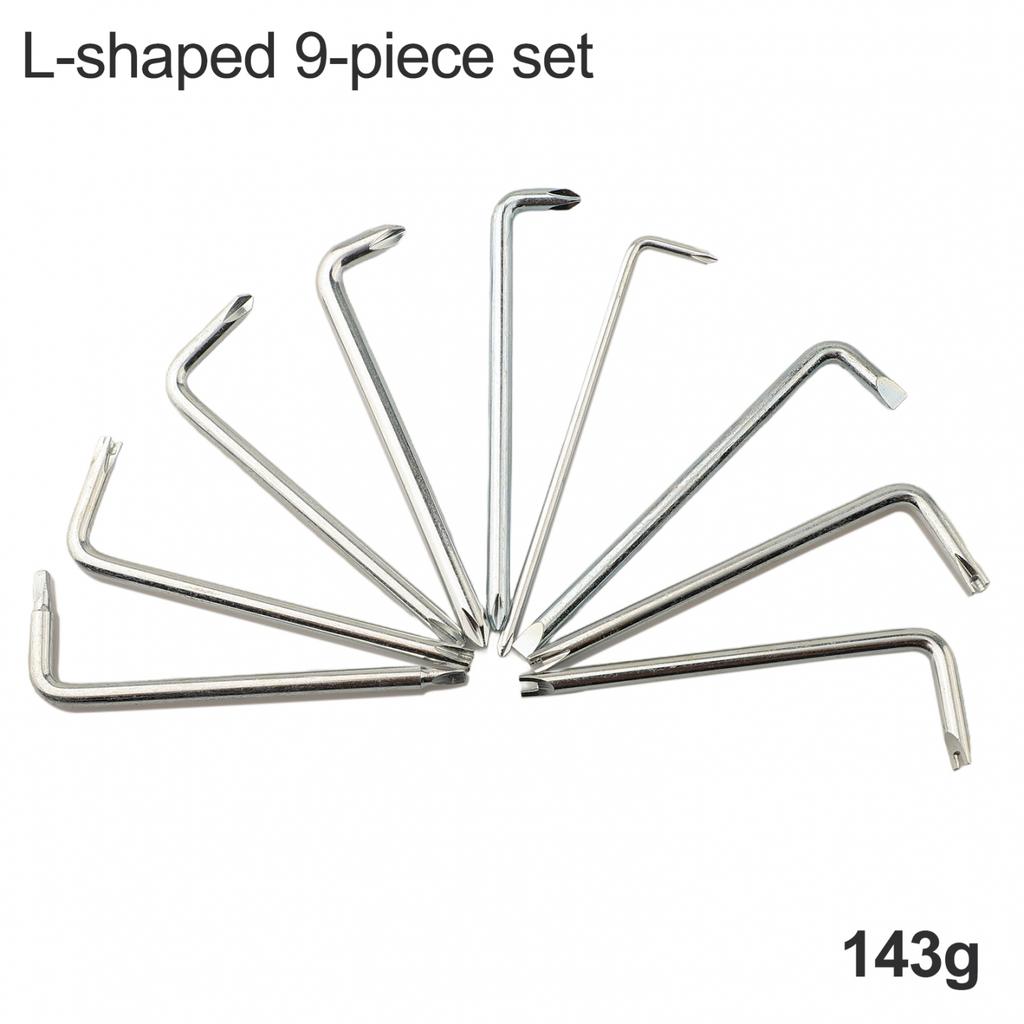Multi Purpose 9pcs L Shaped Screwdriver Set for Tight Screws Cross Uy Triangle