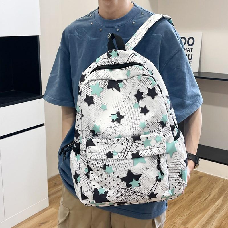 Schulrucksack für Studenten mit Sternenprint, Batik-Rucksack, große Kapazität, Graffiti-Campus-Rucksack