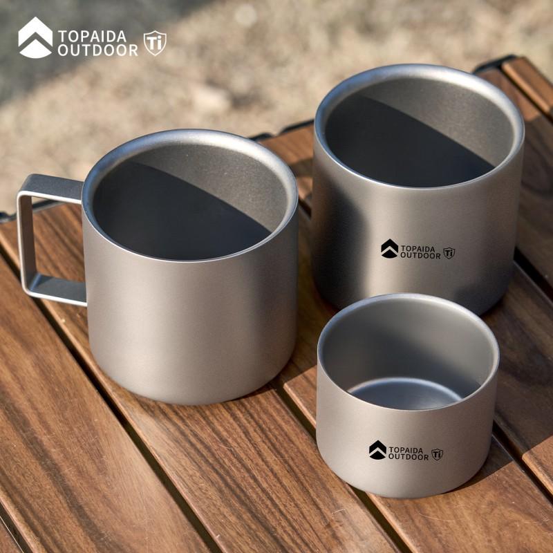 Titanium Double Wall Insulated Coffee Cup 100ml 220ml Portable Travel Camping Mug Outdoor Hiking Office Home Use