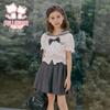 Girls' Summer Academy Style JK Shirt and Pleated Skirt Set