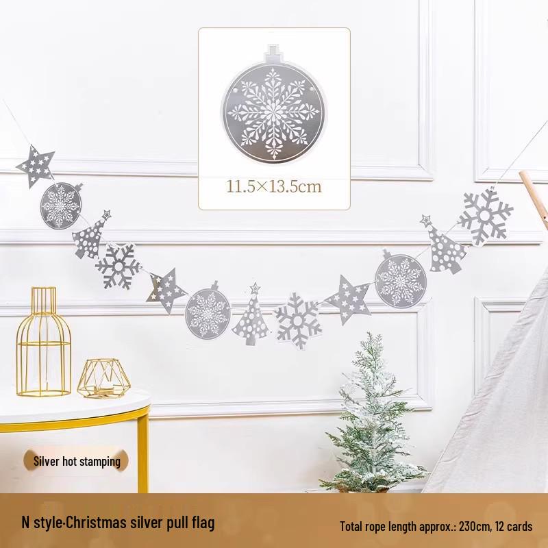 Christmas Tree Hanging Ornaments & Festive Decorations with Atmosphere Lights & Pull Flowers