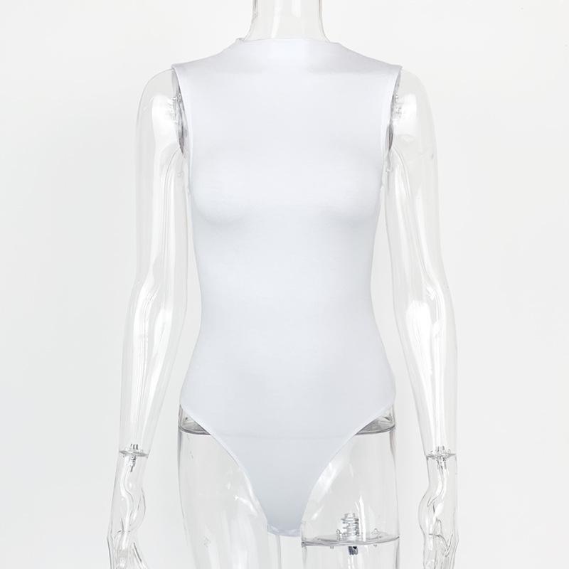 2025 Sommer Damen Ärmelloser Schlanker Baumwoll-Jumpsuit mit Halbtrockenem Kragen