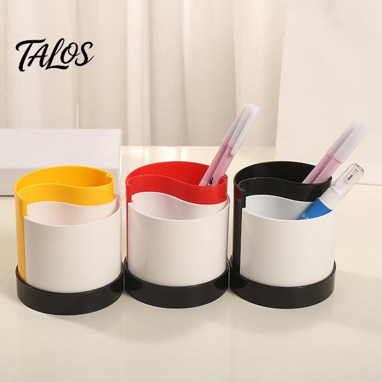 Pen Holder with 2 Compartments, Detachable Plastic Stationery Storage Container, Decorative Pencil Organizer Box for Home Office Desk