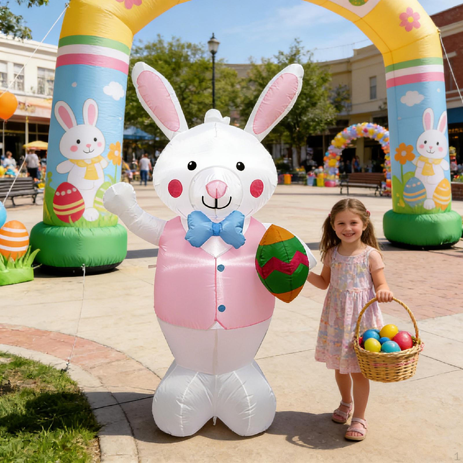 

Easter Inflatable Bunny Outdoor Decor Gift Photo Prop Birthday Built in LED