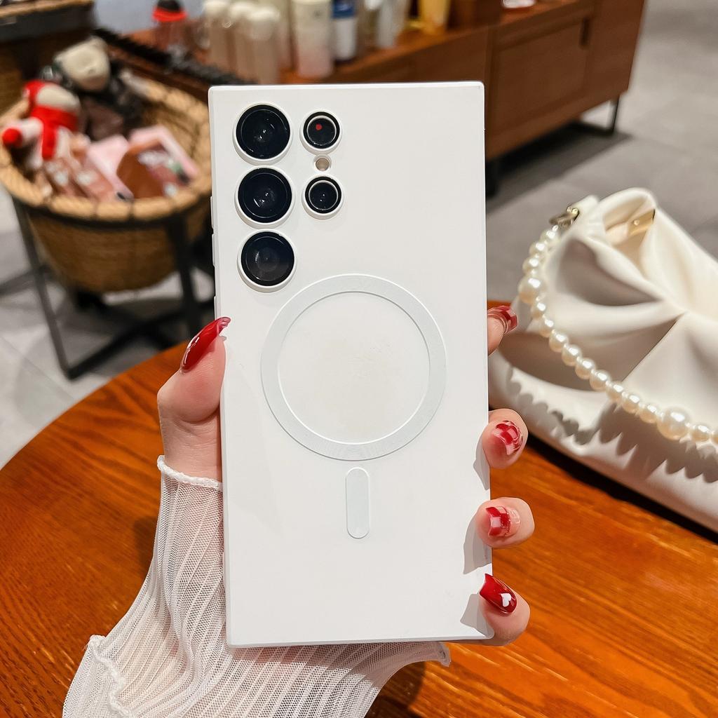 Luksusowe magnetyczne etui z ładowaniem bezprzewodowym dla Samsung Galaxy S24 S23 S22 S21 S25 Ultra Plus Fe dla Magsafe Matowe odporne na wstrząsy etui