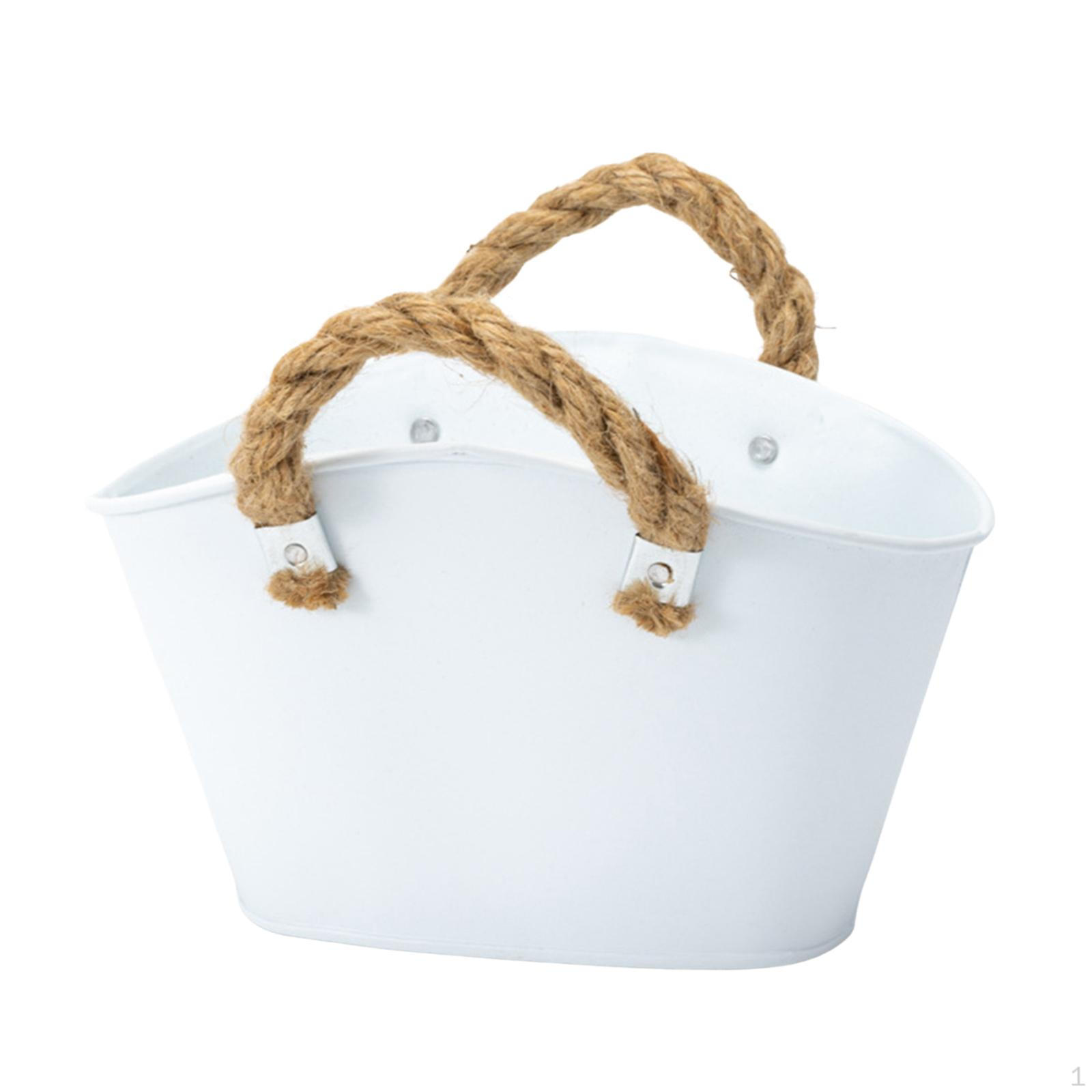 

Элегантный железный цветочный горшок с ручками для домашнего декора белый