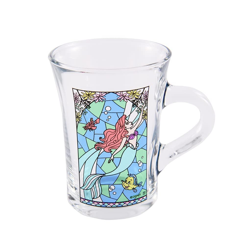 Yaxel Stained Glass Style Cute Mug Microwave Safe Tempered Glass Dishwasher Safe Cup Glass 230ml Made in France Disney Little Mermaid 82599
