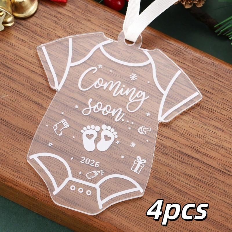 1/4pcs Transparent Acrylic Ornament Gift for New Parents Christmas Tree Hanging Decoration Expecting Parents Baby Shower Gifts