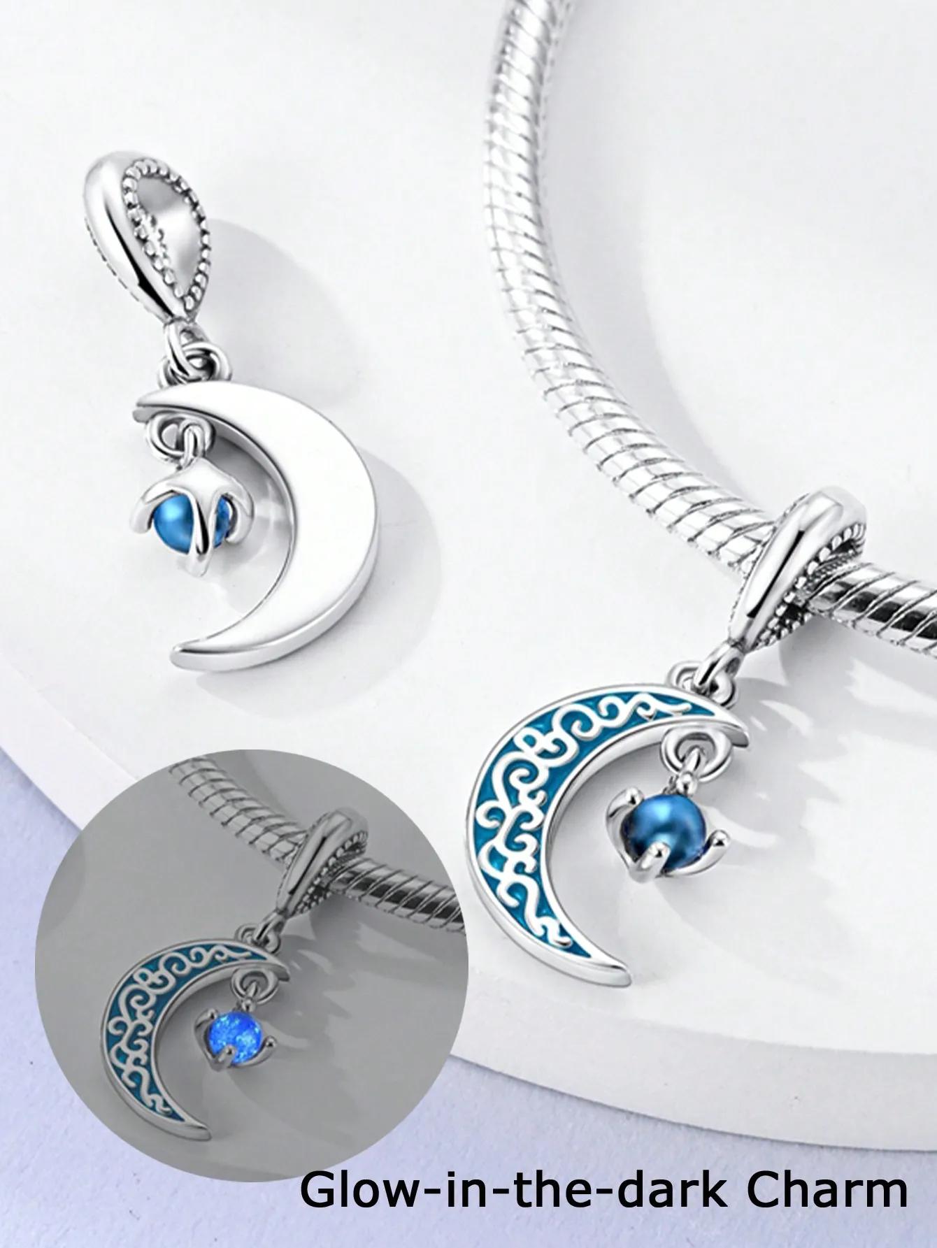 Посеребренные Оригинальные Шармы Луна Звезды Солнце Бусины Подходят для Браслета Женские Украшения Подарок