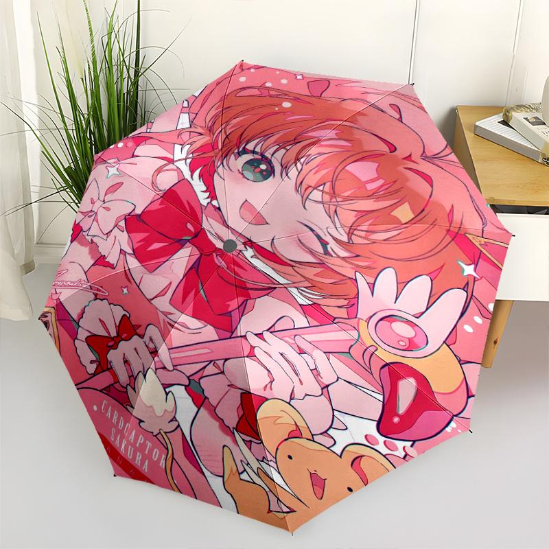 Cardcaptor Sakura & Fanart Automatic Opening and Closing UmbrellaPortable 3 Fold Small Umbrella for Men and Women.C004