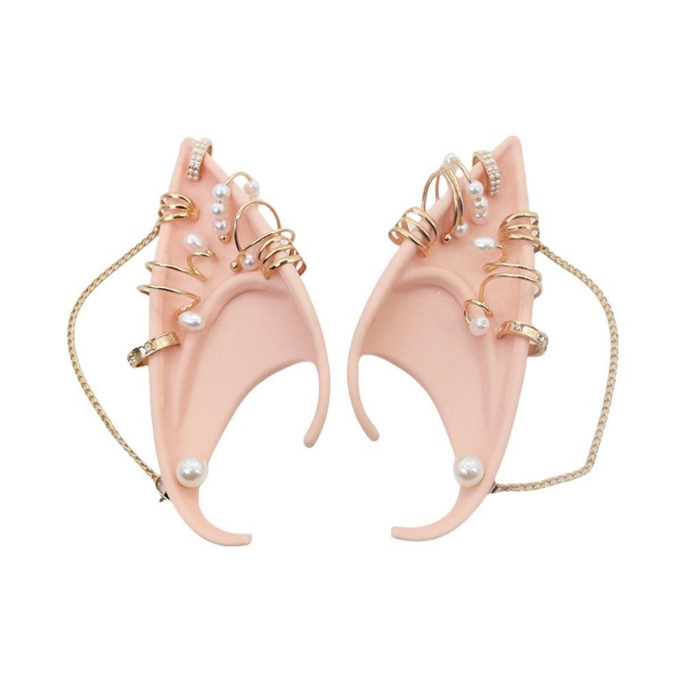 Pearl Zinc Zinc Alloy Halloween False Ears Forest Butterfly Latex Ear Cuff Jewelry  Dress Up