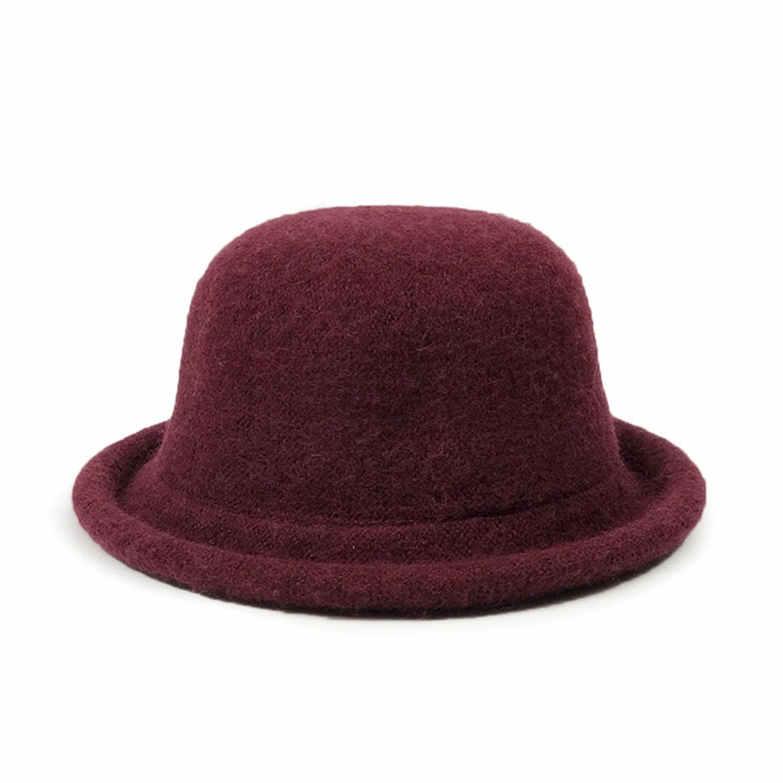 

Женская удобная и повседневная модная теплая шапка-ведро однотонная шапка One Size винный