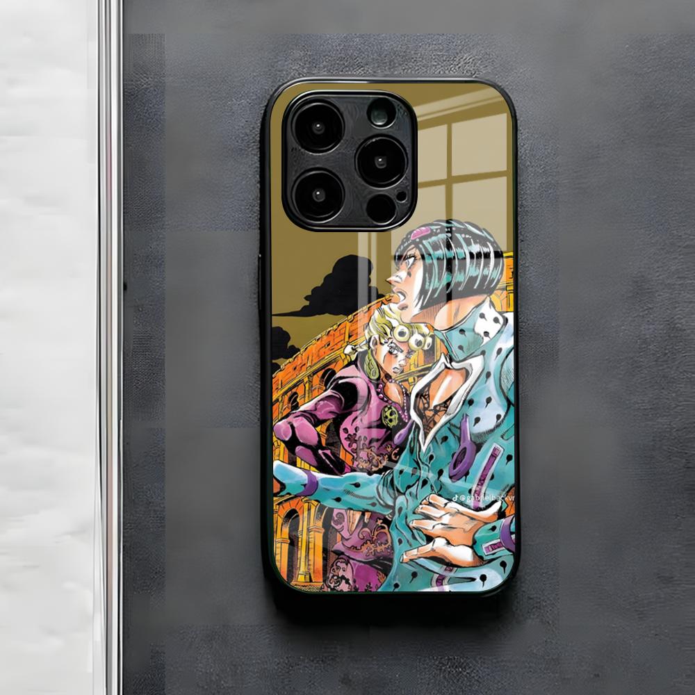 Funda de Teléfono JoJo's Bizarre Adventure Para IPhone 17 Air 16 E Pro Max 15 14 13 Mini 12 Pro 11 Max Plus Cubierta de Vidrio Negro