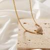 European-American Retro Geometric Natural Stone Pendant Necklace in Gold-Plated Titanium Steel