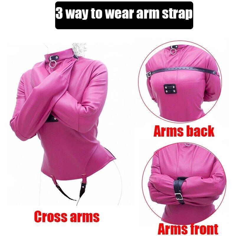 PU Leather Asylum Straight Jacket Costume Body Harness Strap Restraints  Body Bondage Armbinder Sex Toy for Women and Men
