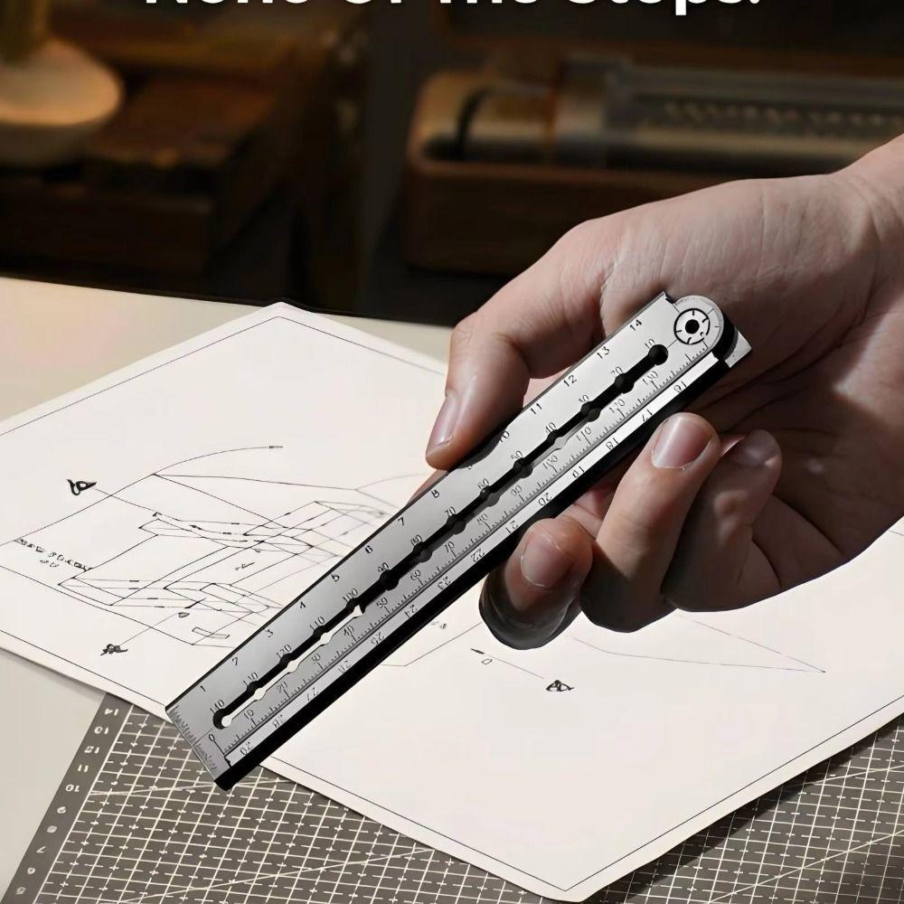 Inches & Centimeters Multi Angle Measuring Ruler Adjustable Sturdy Metal Folding Ruler Protractors