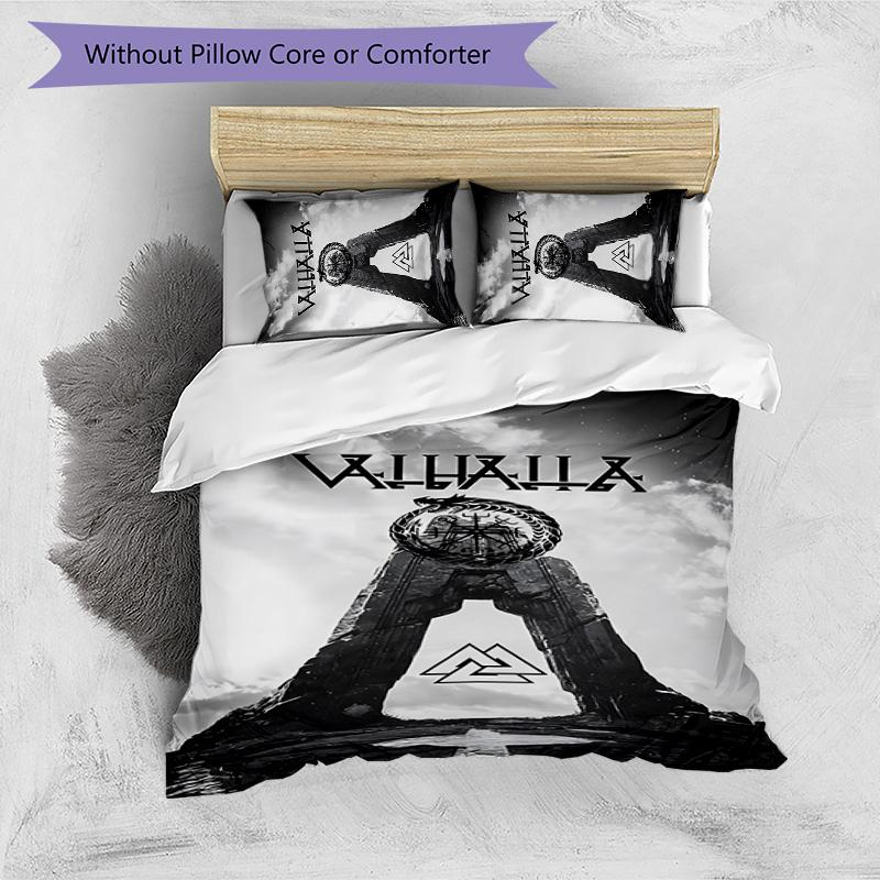 Mythology Valhalla 3pcs Bedding Set Duvet Cover Closure Includes 1 Duvet Cover & 2 Pillowcases for All Seasons Bedroom Home Dorm Decor