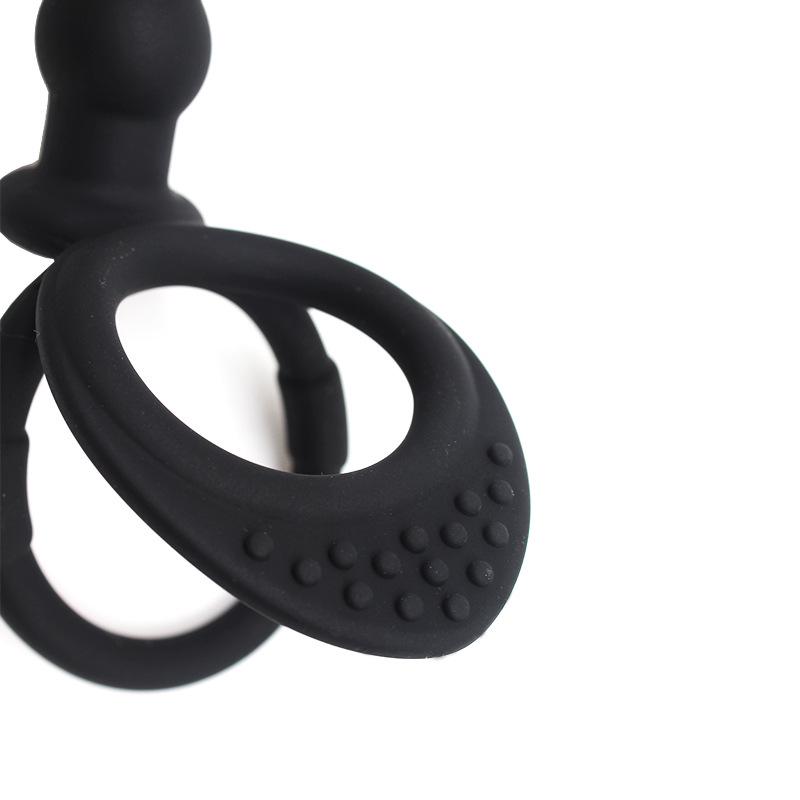 Silicone Anal Beads & Dual Ring Locking Toy for Men and Women