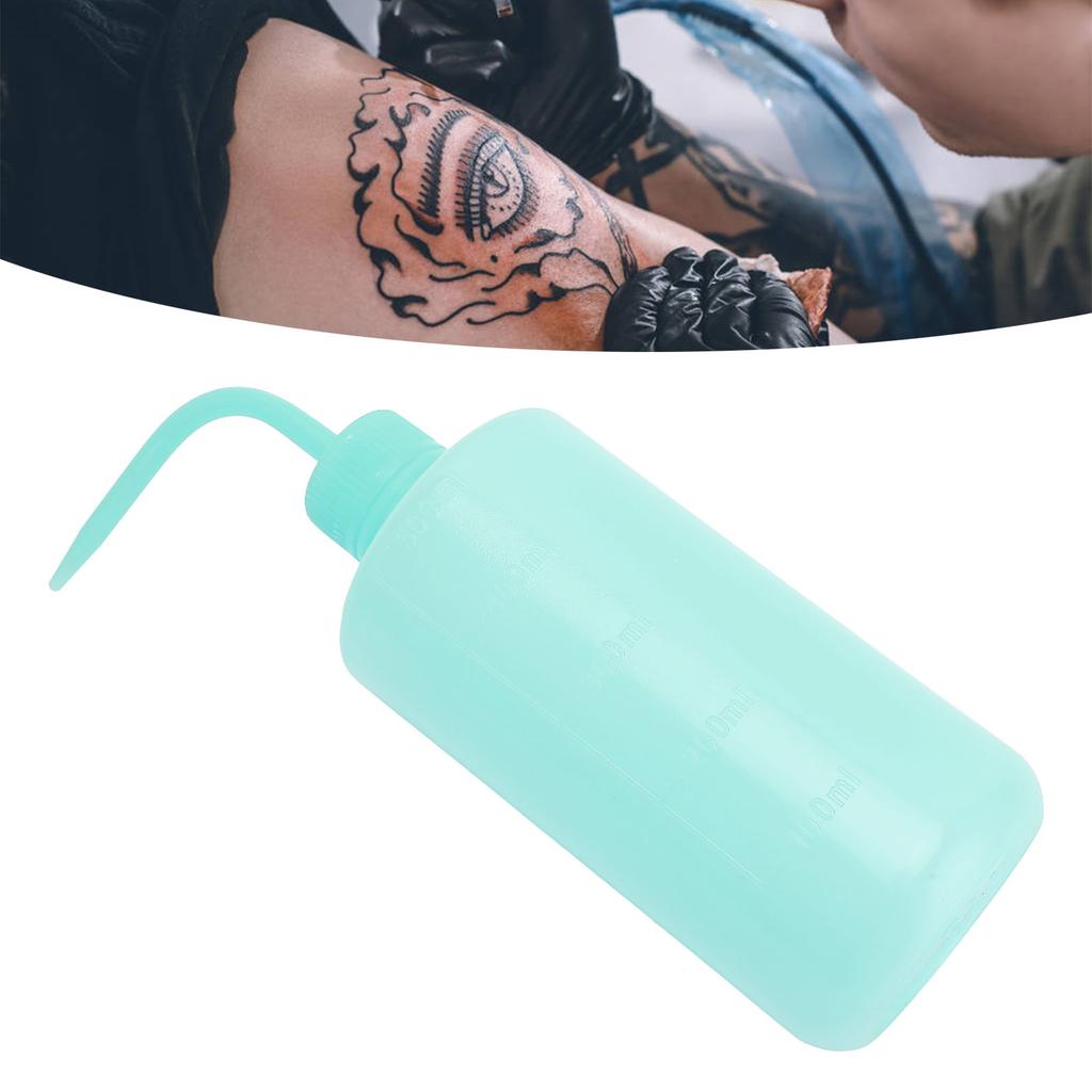 4 Stück Tattoo-Wäsche-Quetschflasche, gebogener Auslauf, Tattoo-Gießkanne mit Skala, 500 ml
