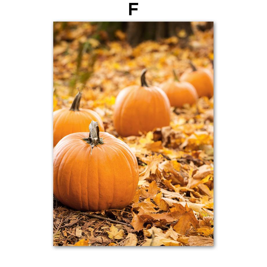 Autumn Forest Wood Cabin Pumpkin Squirrel Nordic Posters And Prints Wall Art Canvas Painting Wall Pictures For Living Room Decor