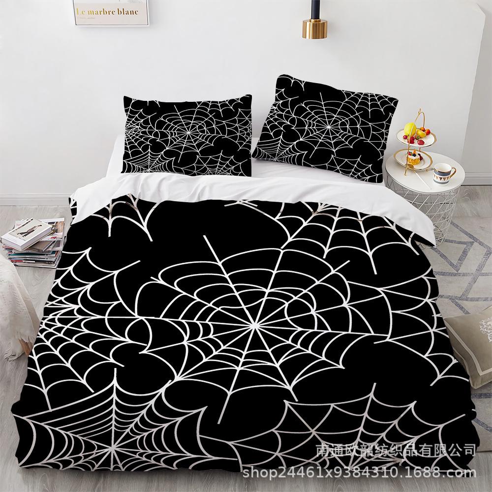 Spider Quilt Set Three-Piece Polyester 90G Abraded 3D Digital Four-Piece Bedding Set