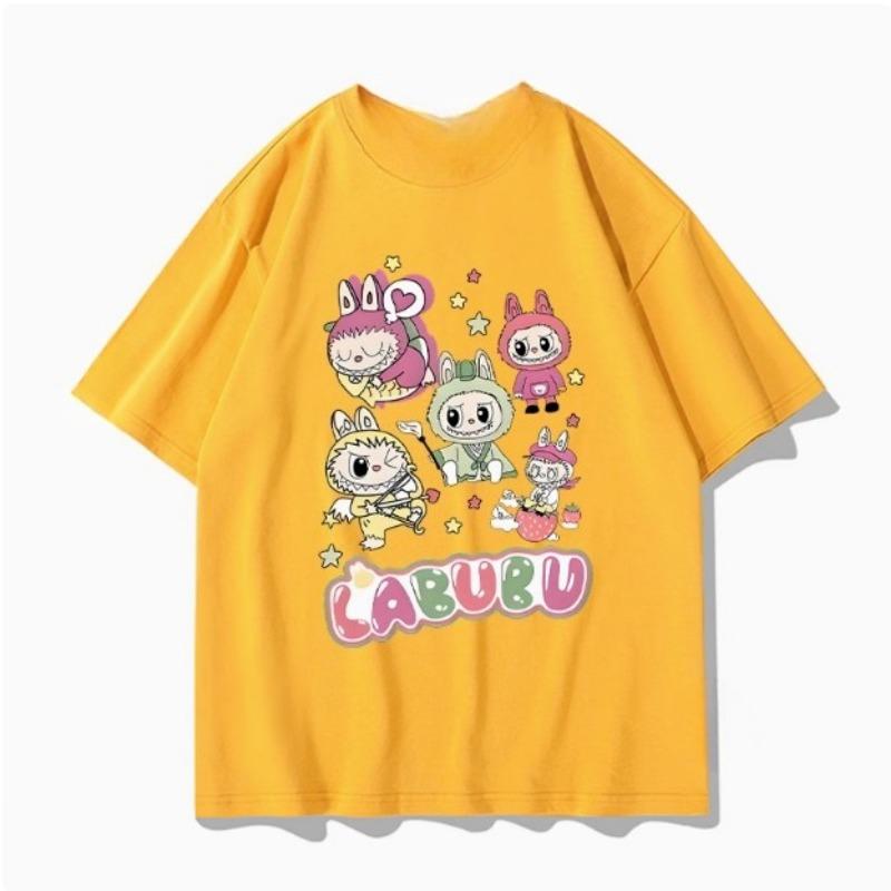 LABUBU Collaboration Short-sleeved T-shirt for Men in Summer, Labubu Doll Accessories, Loose and Versatile Clothes, Half-sleeved