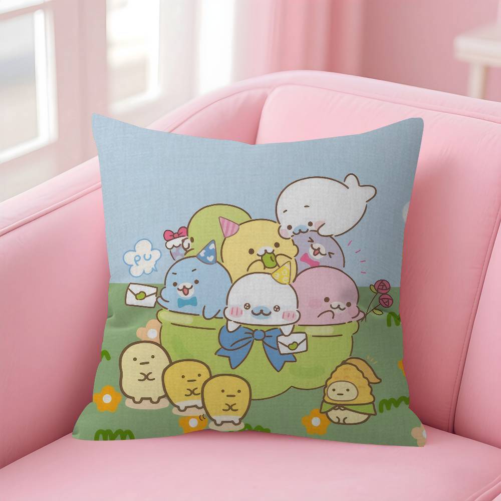 Kawaii Cartoon Mamegoma anime Cushion Cover Inches Farmhouse Decor Home Throw Pillow Covers for Couch Decorations
