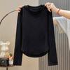Women's Chic Fishbone Pattern Long Sleeve Slim Fit Top for Autumn and Winter