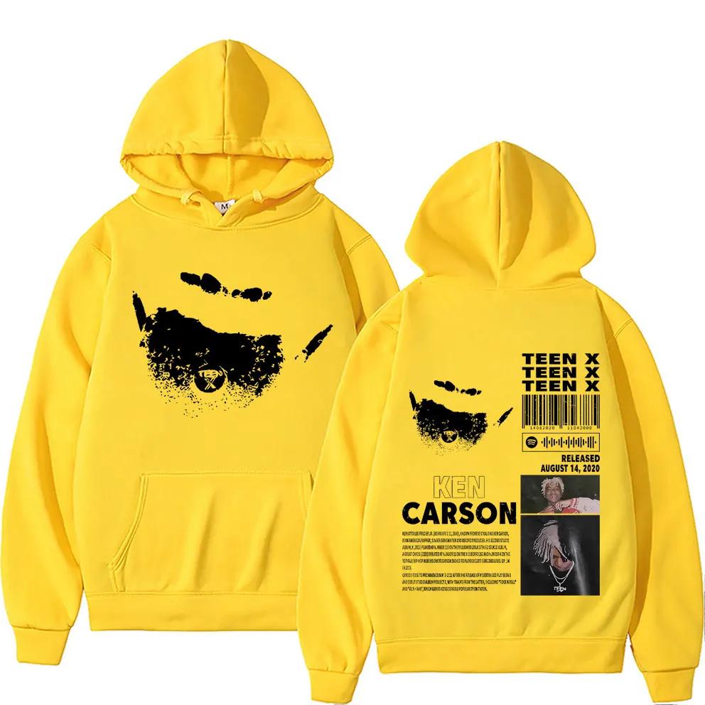 Rapper Ken Carson Teen X Music Album Double Sided Print Hoodie Rap Playboi Carti Opium Sweatshirt Male Hip Hop Oversized Hoodies