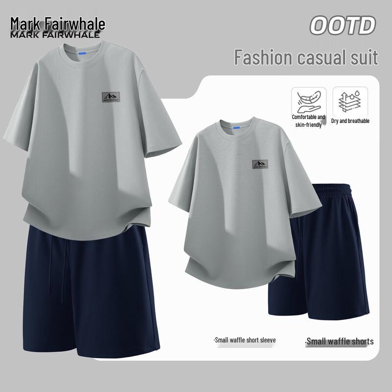 

Mark Fairwhale Men s Waffle Short Sleeve T-Shirt & Ice Silk Shorts Set XL