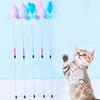 Cat Toys Feather Interactive Cat Toy Long Handle Toys for Cats Teasing Stick Steel Wire Cats Toy Wool Ball Sticks Pet Supplies