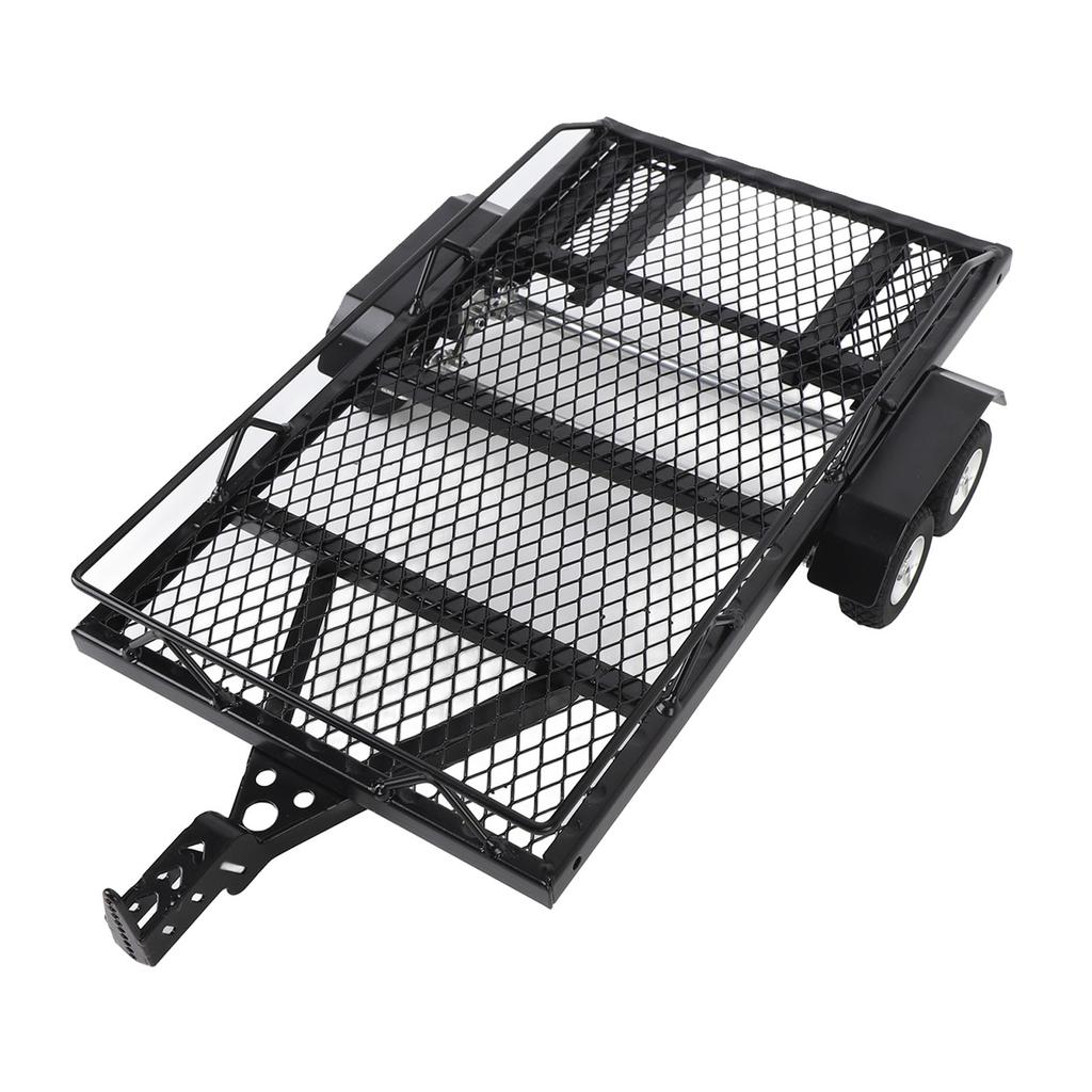 Metal Flatbed Trailer with Hook Hitch Heavy Duty High Stability RC Dual Axles Metal Flatbed Trailer 