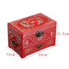 Vintage Wooden Jewelry Box with Copper Wire Inlay Mother of Pearl Handcrafted Pingyao Lacquerware