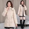 Women's Mid-Length Hooded Lace Pocket Down Jacket - 2025 Winter Slim Fit White Duck Down Coat