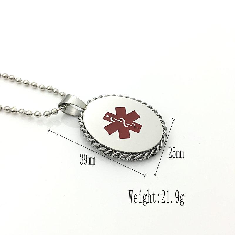 Stainless Steel Oval Medical Logo Necklace Pendant