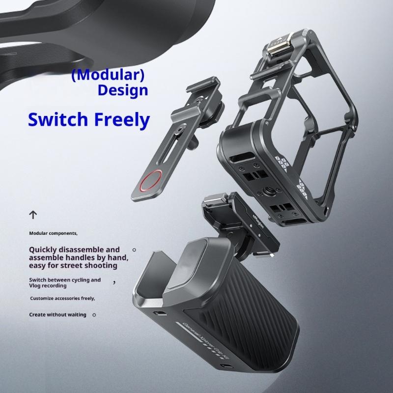 Aluminum Split Handle Grip For Action Cameras Detachable Metal Mounting Kit Enhances Stability For Outdoor Photography